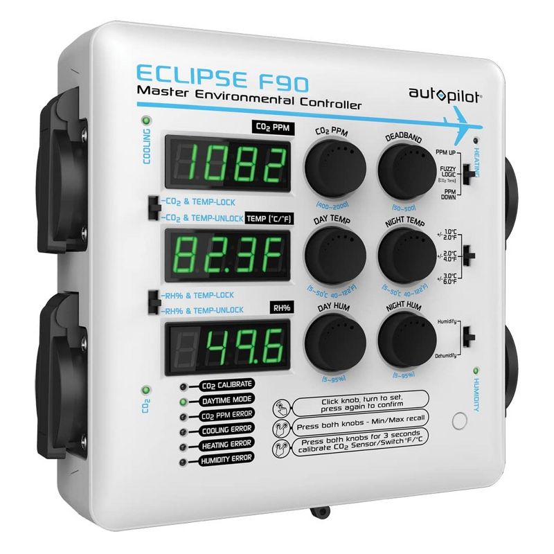 Autopilot APE4200 Eclipse F90 Master Environmental Controller Growing Tent Greenhouse Wall Unit for Humidity, Temperature, and CO2, White