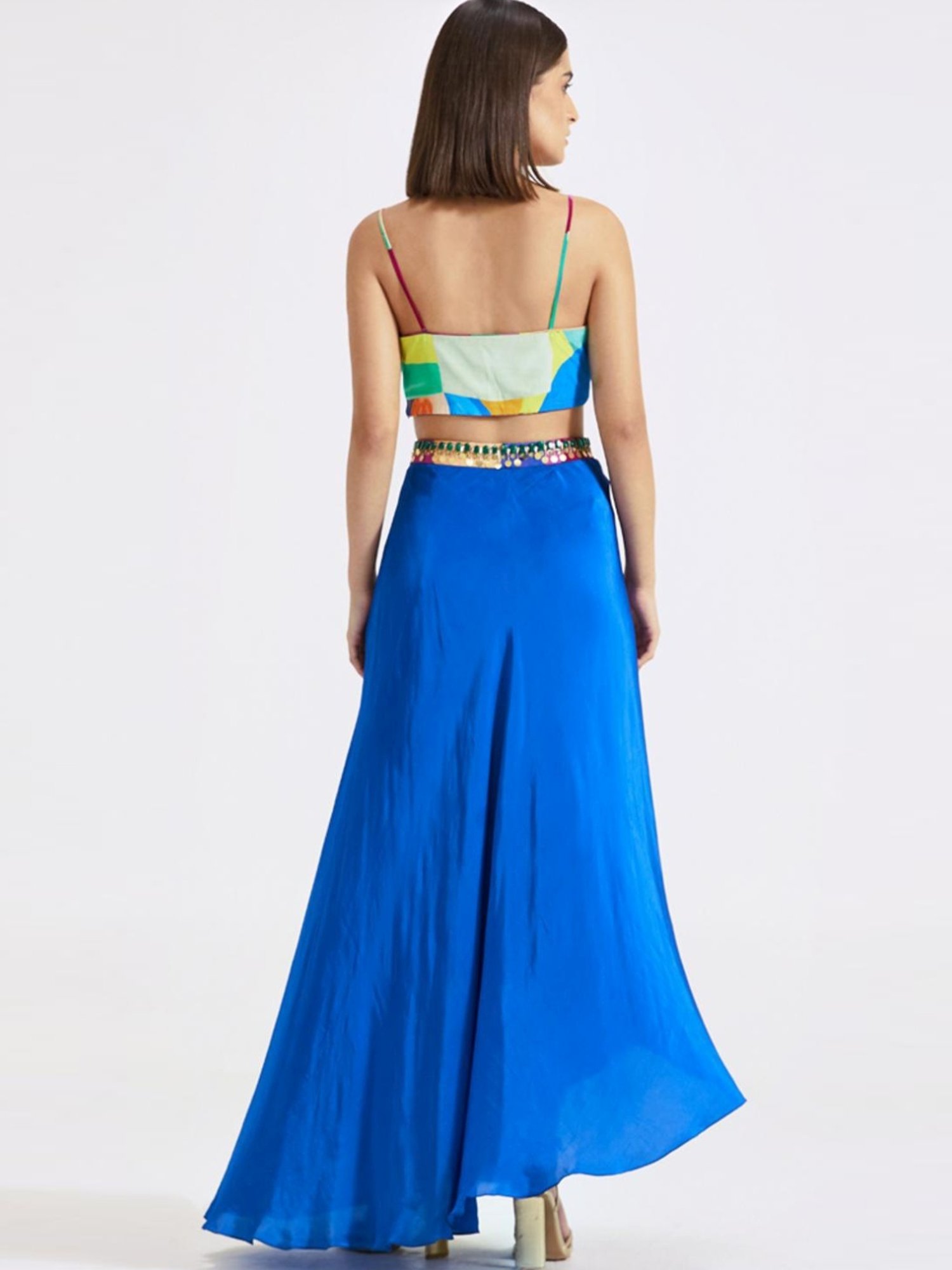 Basanti Kapde aur Koffee Multi Color Skirt with Blouse and Cape