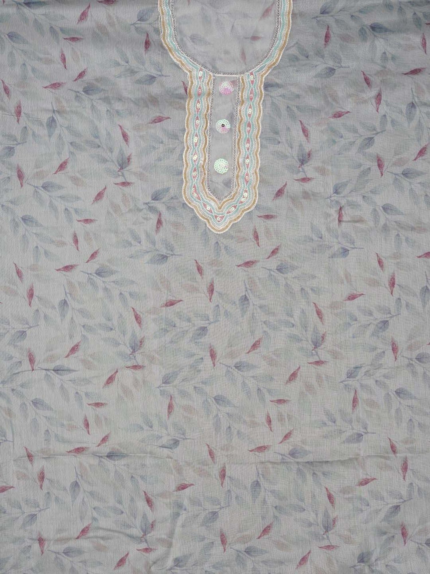 Jaipur Kurti Grey Embellished Unstitched Dress Material