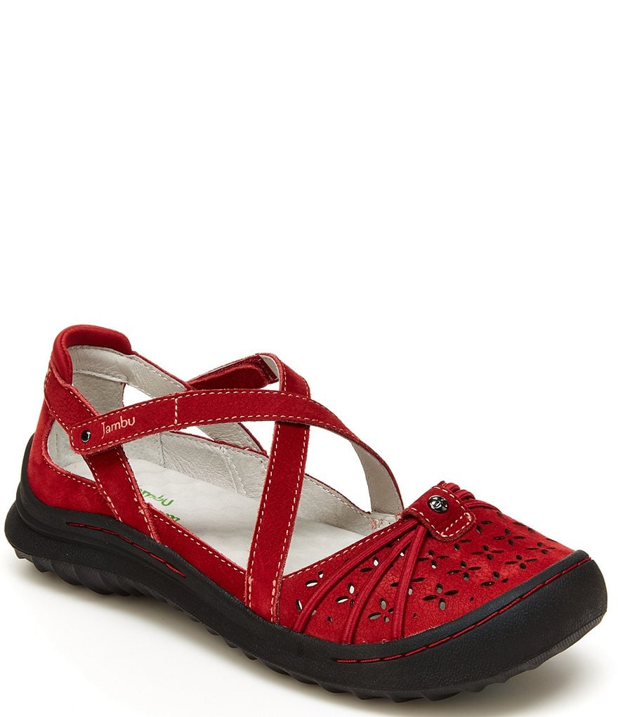 Jambu Pine Suede Cross Strap Mary Janes
