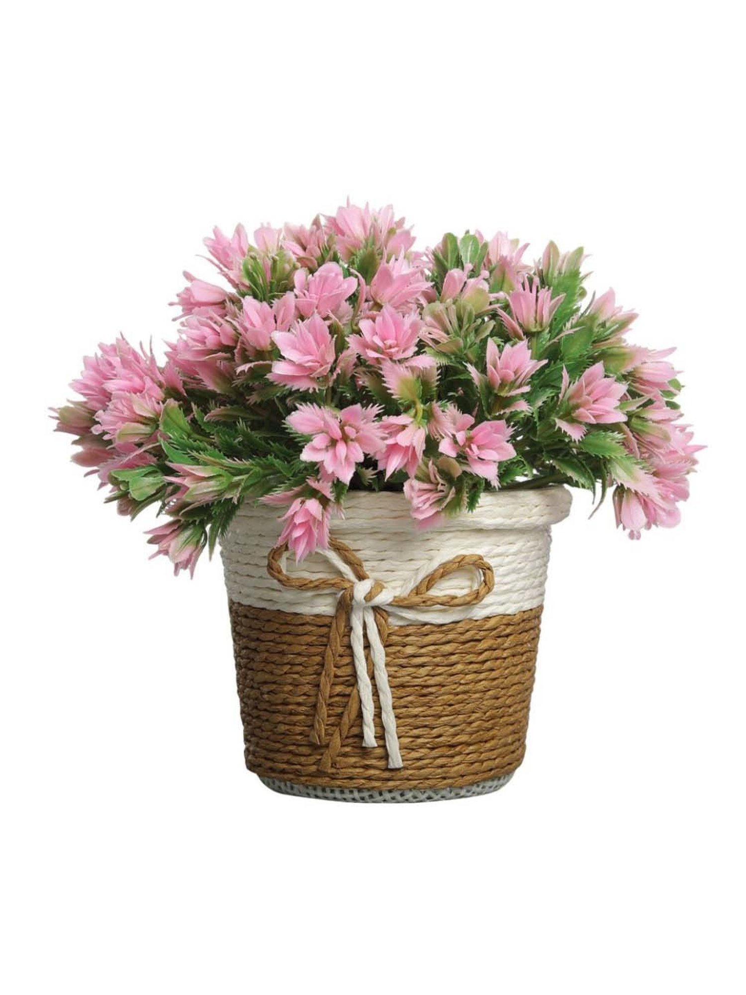 Foliyaj Multicolor Plastic Artificial Flower Plant With Pot - Set of 2