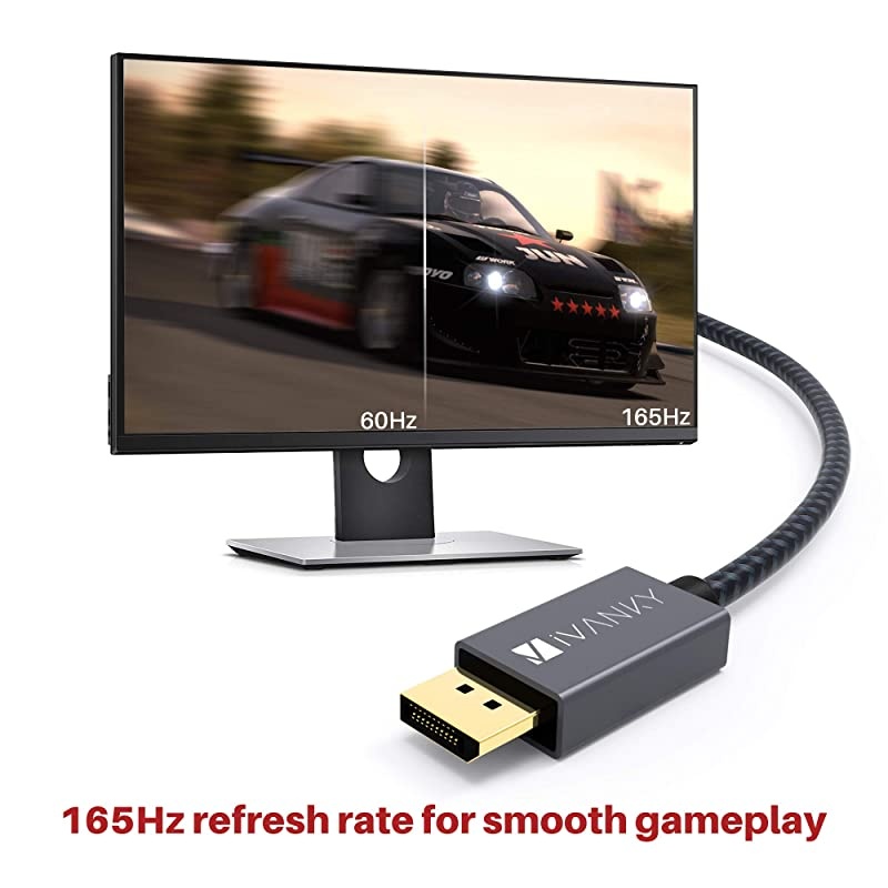 DisplayPort 12 Cable 10ft  4K DisplayPort to DisplayPort Cable Nylon Braided High Speed DP Cable Supports 4K60Hz and 2K165Hz Compatible with PC Laptop TV Grey