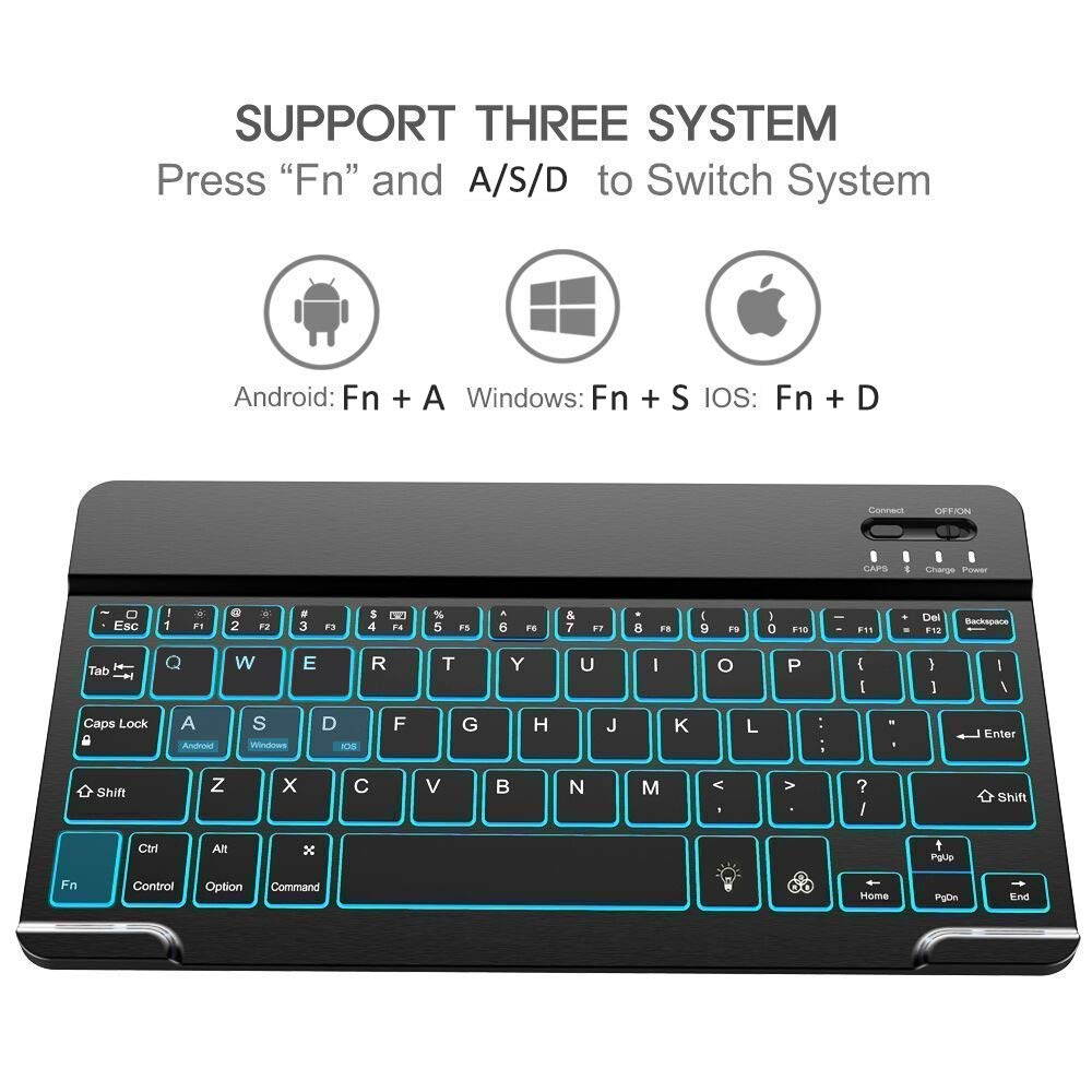 iPad 2 iPad 3 iPad 4 Keyboard Case with Backlight Thin Lightweight PU Leather Removable Wireless Bluetooth Backlit Keyboard Slim Folio Cover Soft Protection for Apple iPad 2nd 3rd 4th Generation