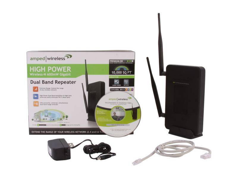 Amped Wireless SR20000G High Power Wireless-N 600mW Gigabit Dual Band Repeater
