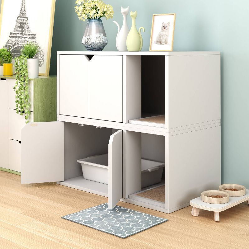 K&H Pet Products 3973 Extra Wide Outdoor Water Resistant Heated Kitty House with 2 Door Flaps Safe Escape For Feral and Outdoor Cats, Olive