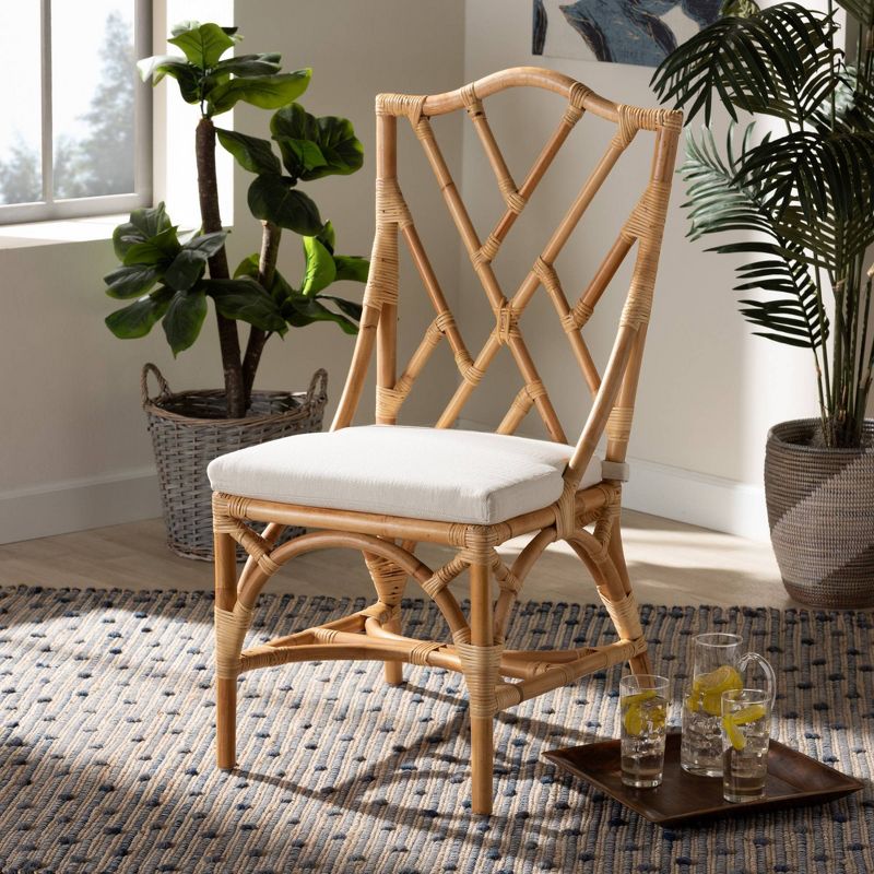 Sonia Rattan Chair Natural/White - Baxton Studio