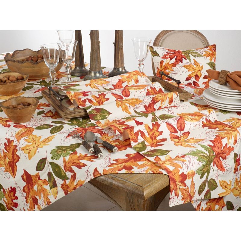 65" X 65" Embroidered Autumn Leaves Tablecloth - SARO Lifestyle