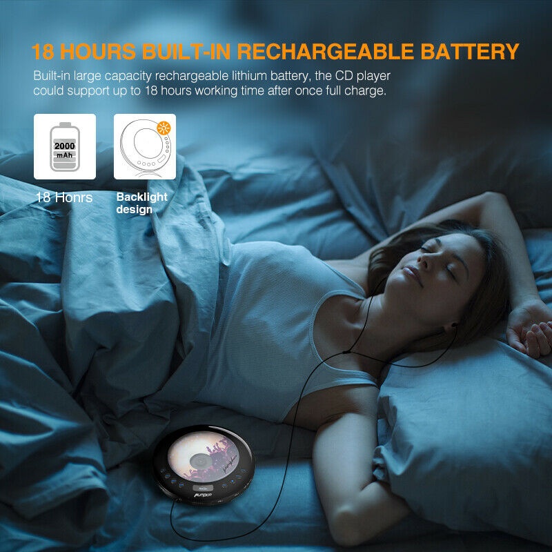 Portable CD Player w/ earphones Compact Disc CD Player Anti-Skip FM Transmitter