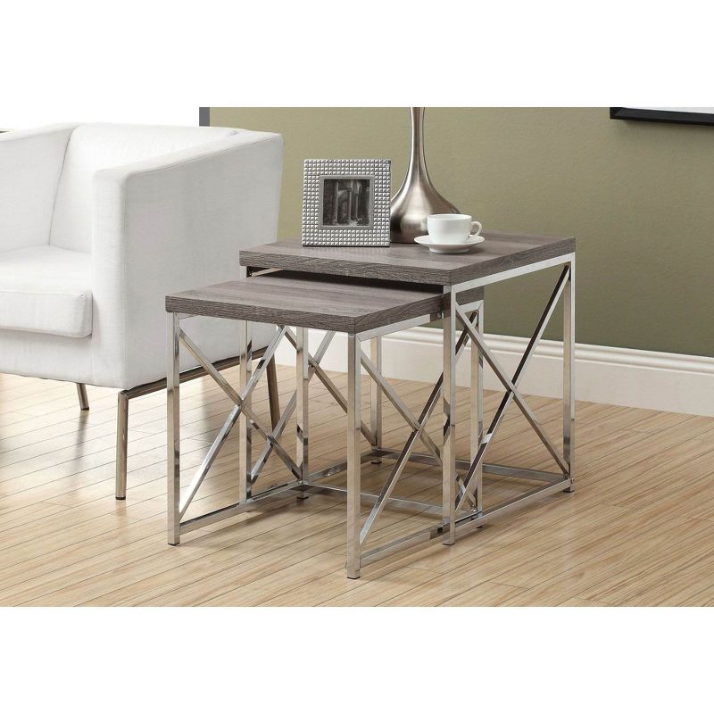Monarch Contemporary Accent 2-Piece Dark Taupe Nesting End Tables & Side Table