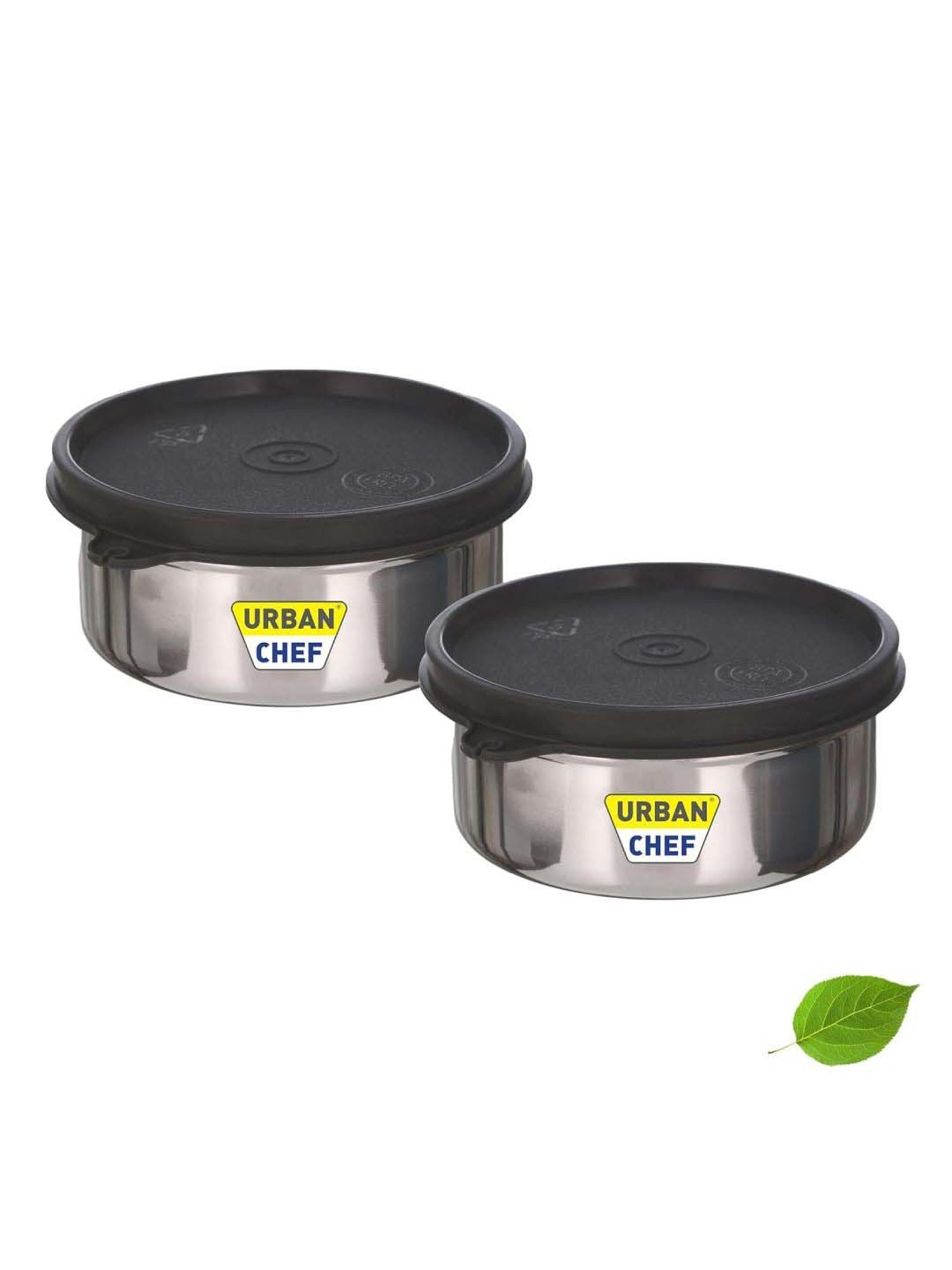 Urban Chef Black Stainless Steel Essential Lunch Box Containers - Set of 2