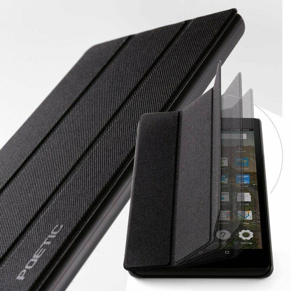 For Fire 7 2017 Tablet Case Leather Smart Cover w/Auto Sleep/Wake Function Black