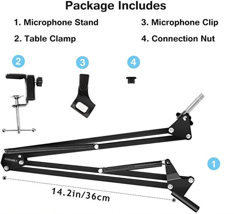 NB-35 Desktop Table Tripod Microphone MIC Stand Holder with Clip Microphone Stand Holder for Mounting on PC Laptop Notebook