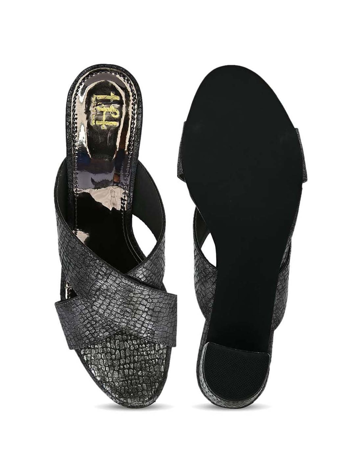 Hydes N Hues Women's Charcoal Black Cross Strap Sandals
