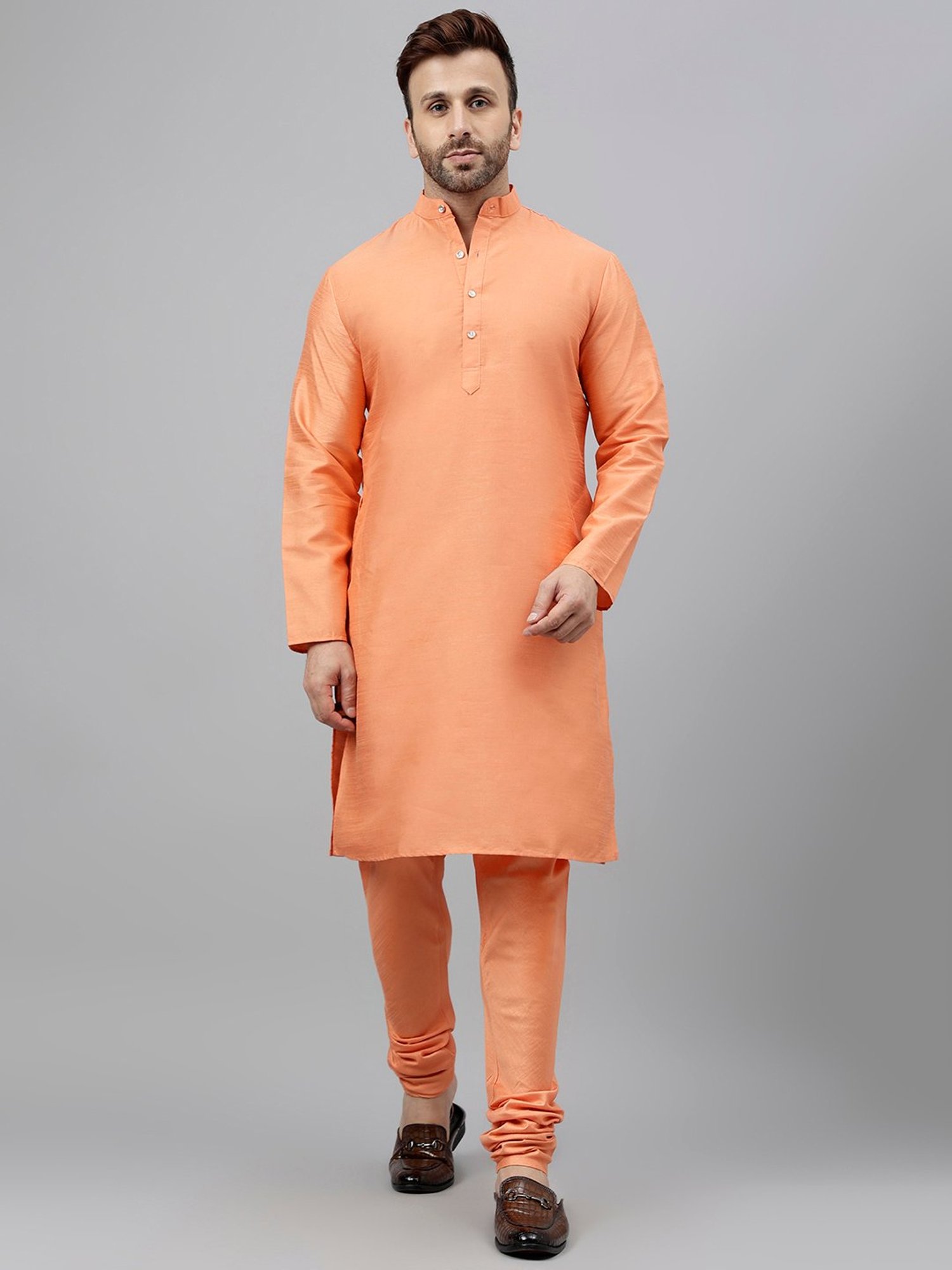 Hangup Peach Regular Fit Kurta & Churidar Set