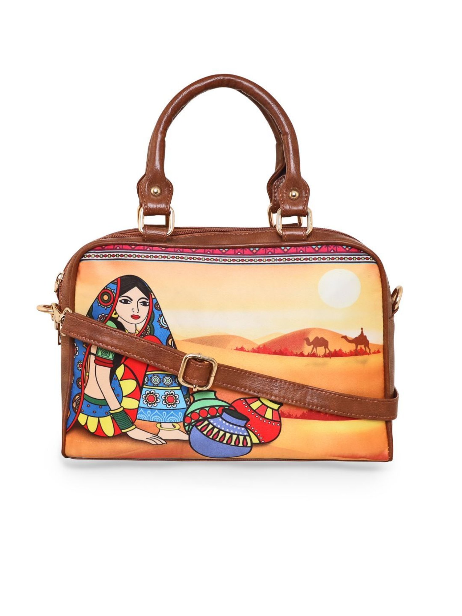 Sabhyata Multicolor Printed Medium Satchel Handbag