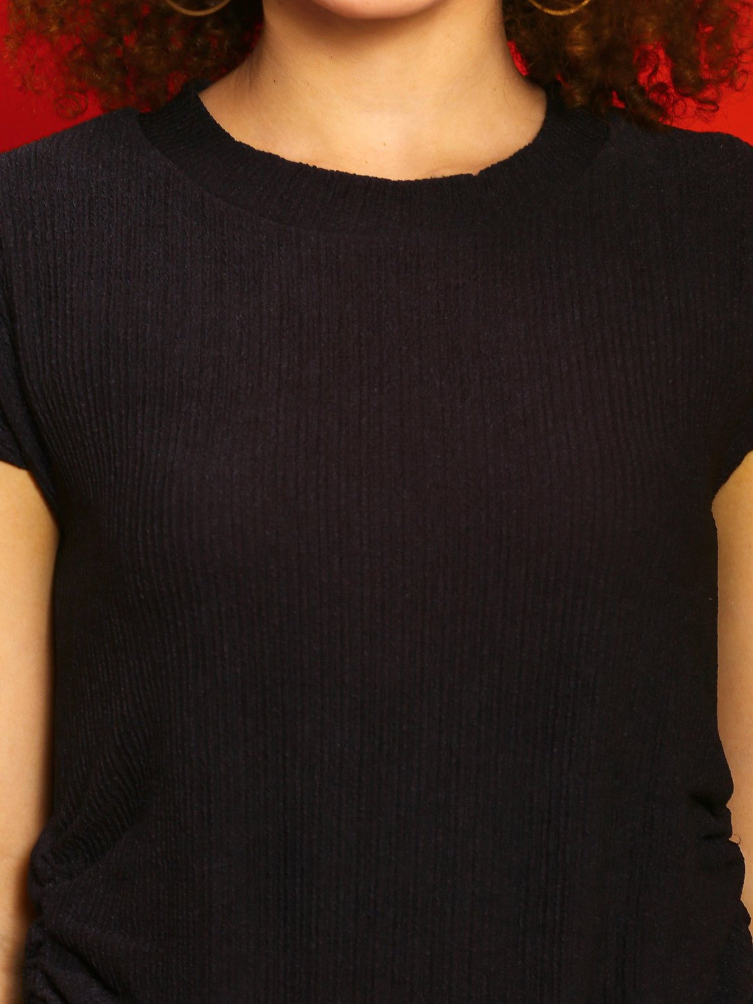 Sera Black Regular Fit Top