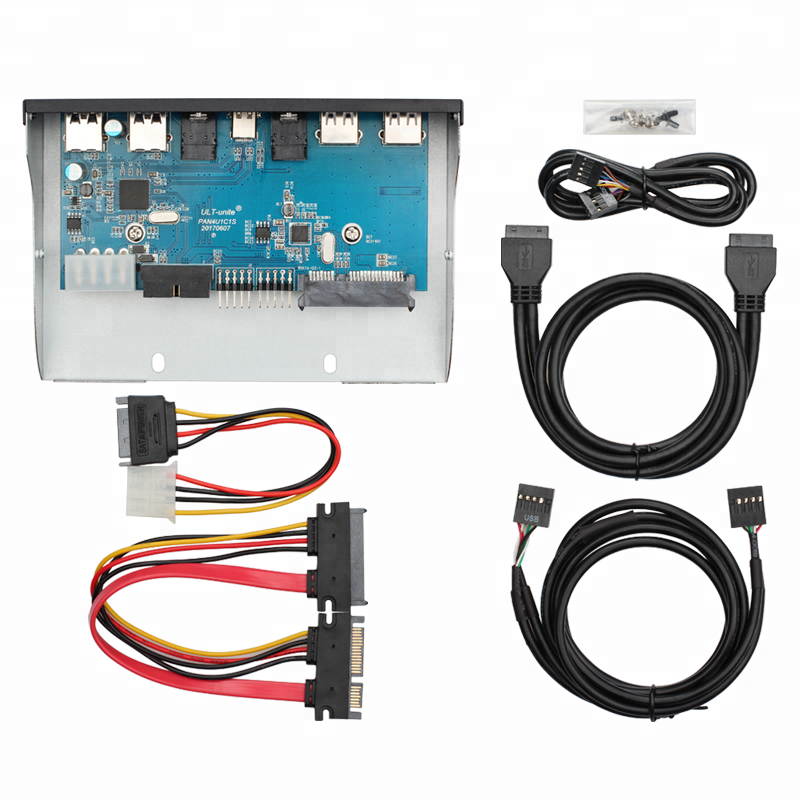 Plugadget 5.25 Inch USB 3.0 2.0 USB Type C HD Audio Port Front Panel aluminum usb type-c