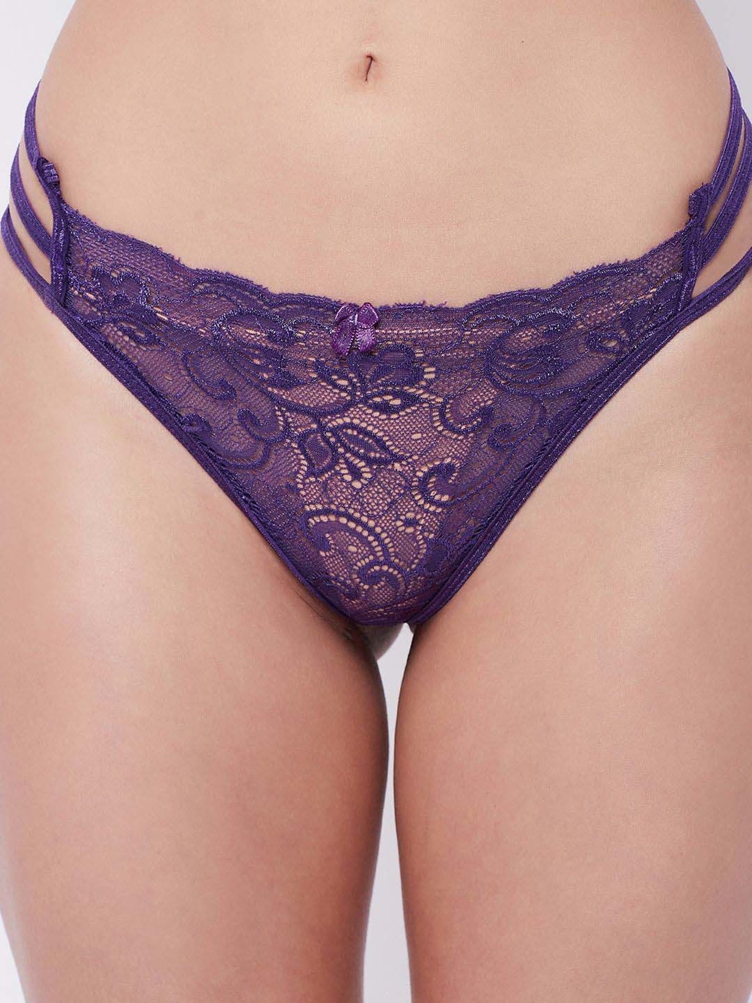 Secrets By ZeroKaata Red & Purple Lace Work Bikini Panty - Pack Of 3