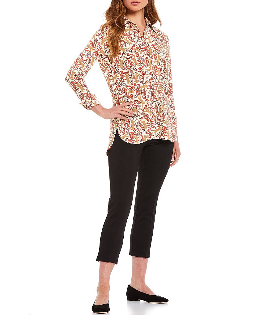 Jude Connally Hadley Jungle Cheetah Print Jude Cloth Roll-Sleeve Point Collar Tunic