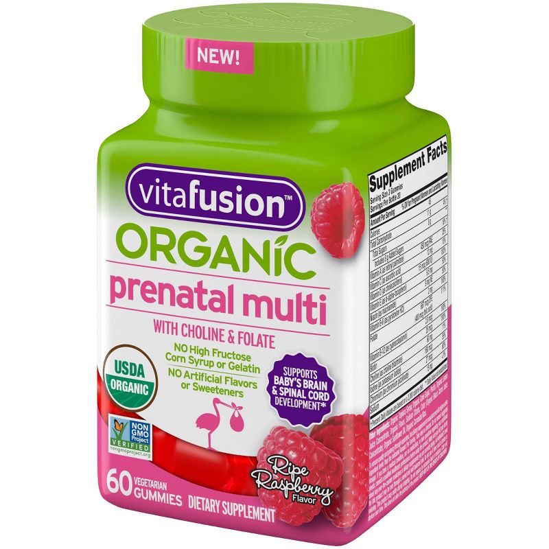 Vitafusion Organic Prenatal Multivitamin Gummies - Ripe Raspberry - 60ct