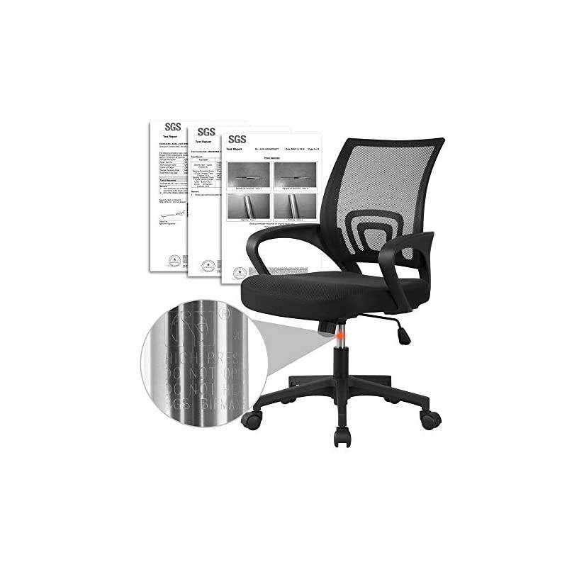 Office Chair Mid Back Swivel Lumbar Support Desk Chair, Height Adjustable Computer Ergonomic Mesh Chair with Armrest Black, 2-Pack