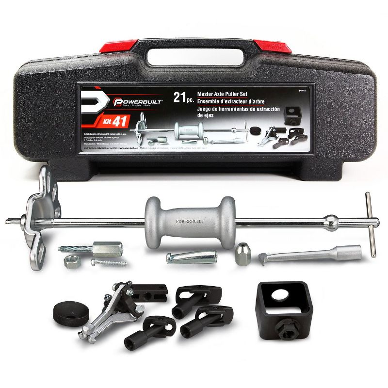 Powerbuilt 648611 Home and Mechanic 21 Piece Master Axle Puller Automotive Car Dent Removal, Vehicle Alignment Repair Service Hand Tool Kit and Case