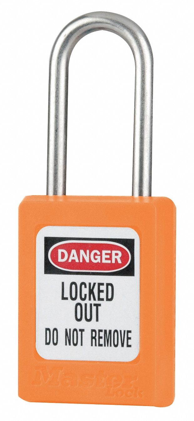 Lockout Padlock, Keyed Different, Orange, 3/16 In.