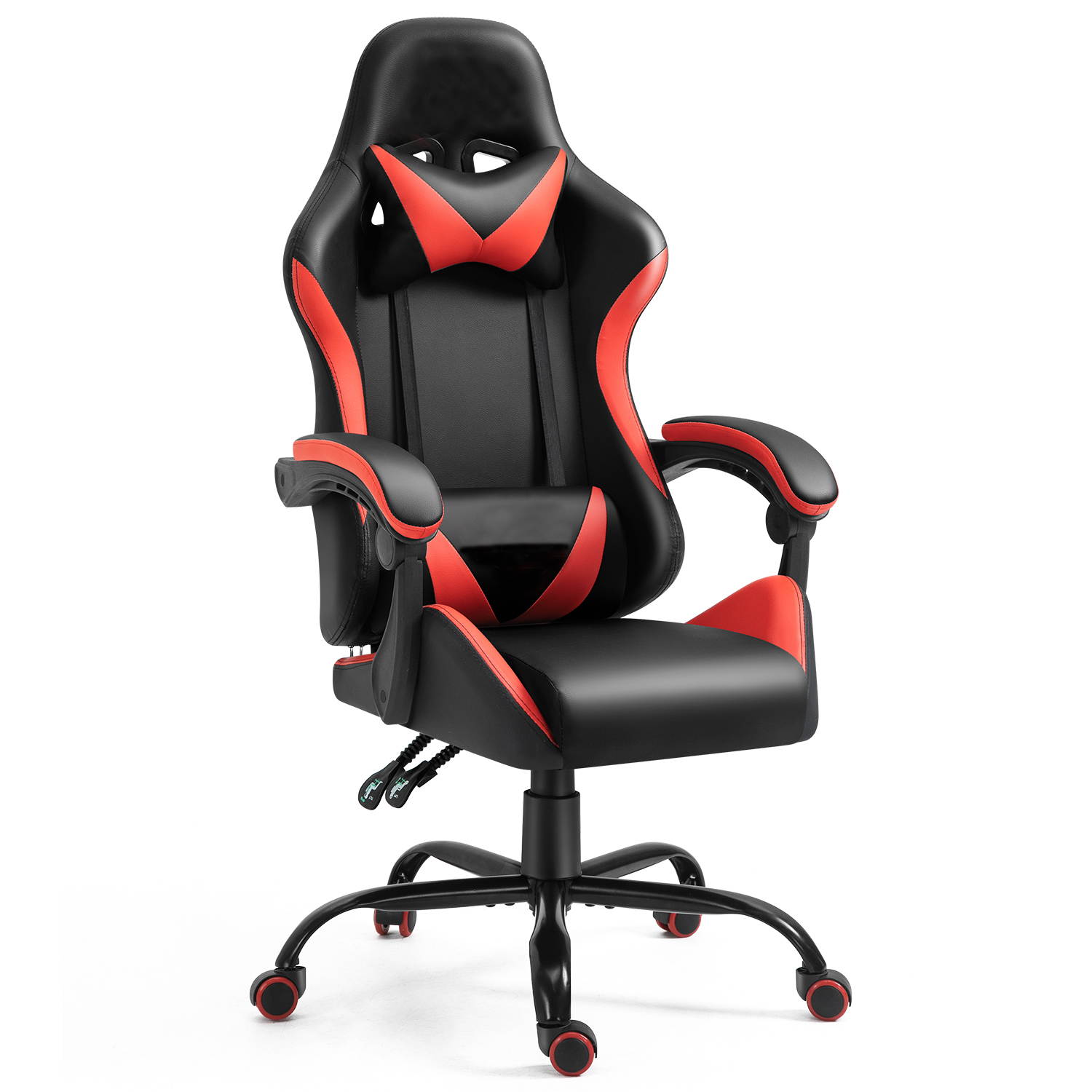 47.2 Inch Z-Shaped Gaming Desk with  Red Economic PU Leather Gaming  Chair Home Office Desk and Chair Set Gamer Workstation with Monitor Stand Carbon Fiber Surface Gamer Table with RGB Lights