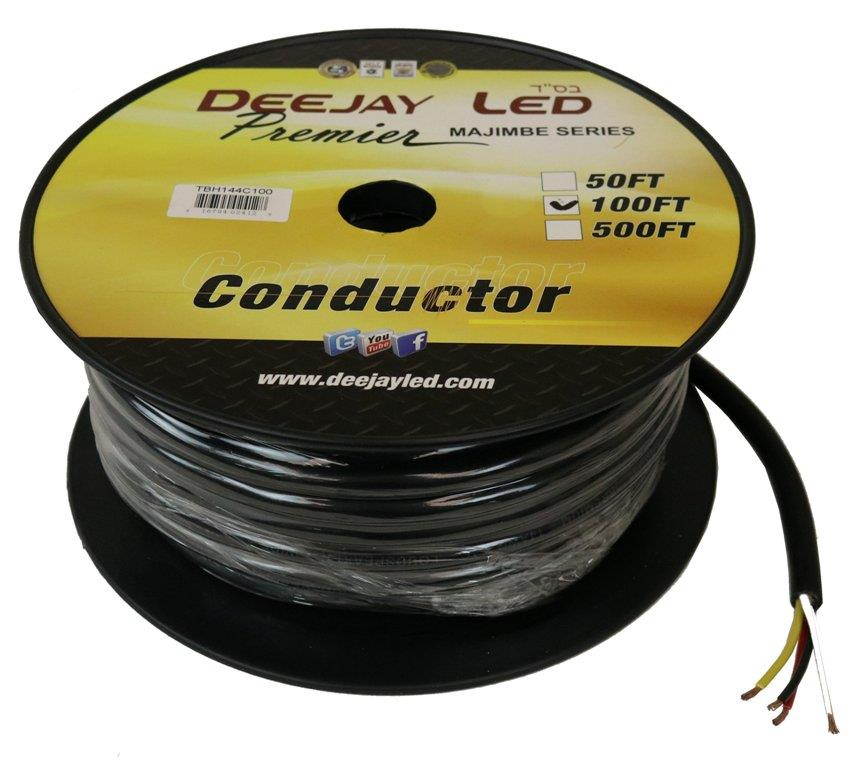 Deejay Led 100 Feet Of Four Conductor 14 Gauge Cable In Black Flexible Casing.