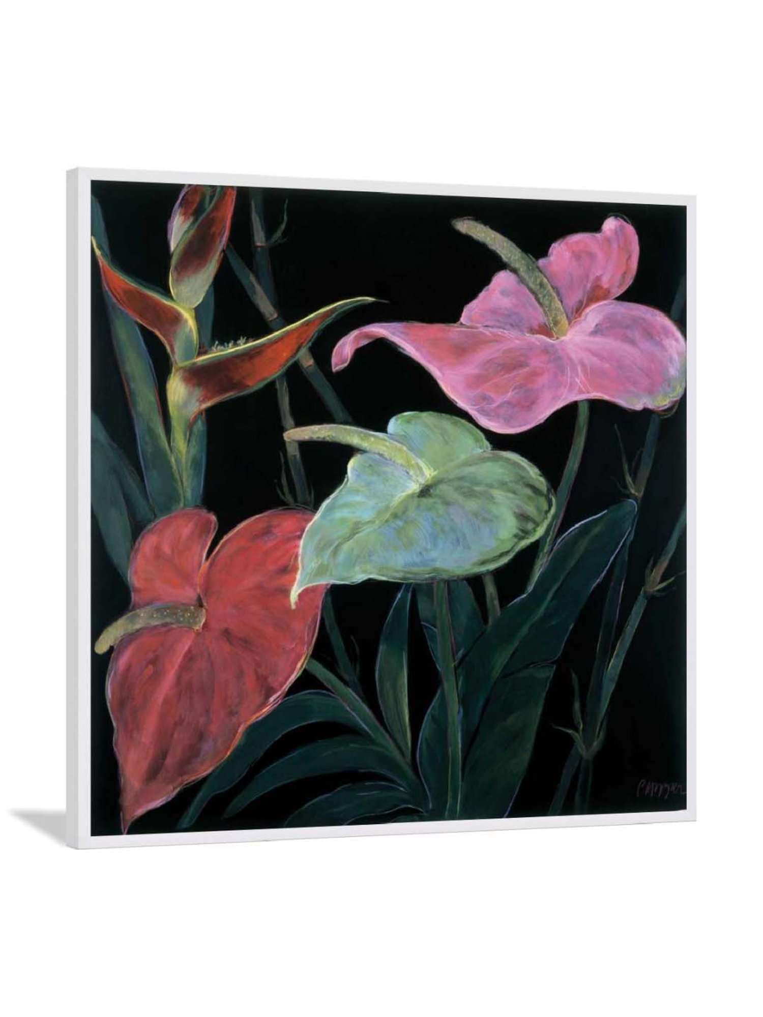 ARTE'VENUE In Bloom Black & Green Canvas Wall Arts - Set of 2 (11 X 11 inch Each)
