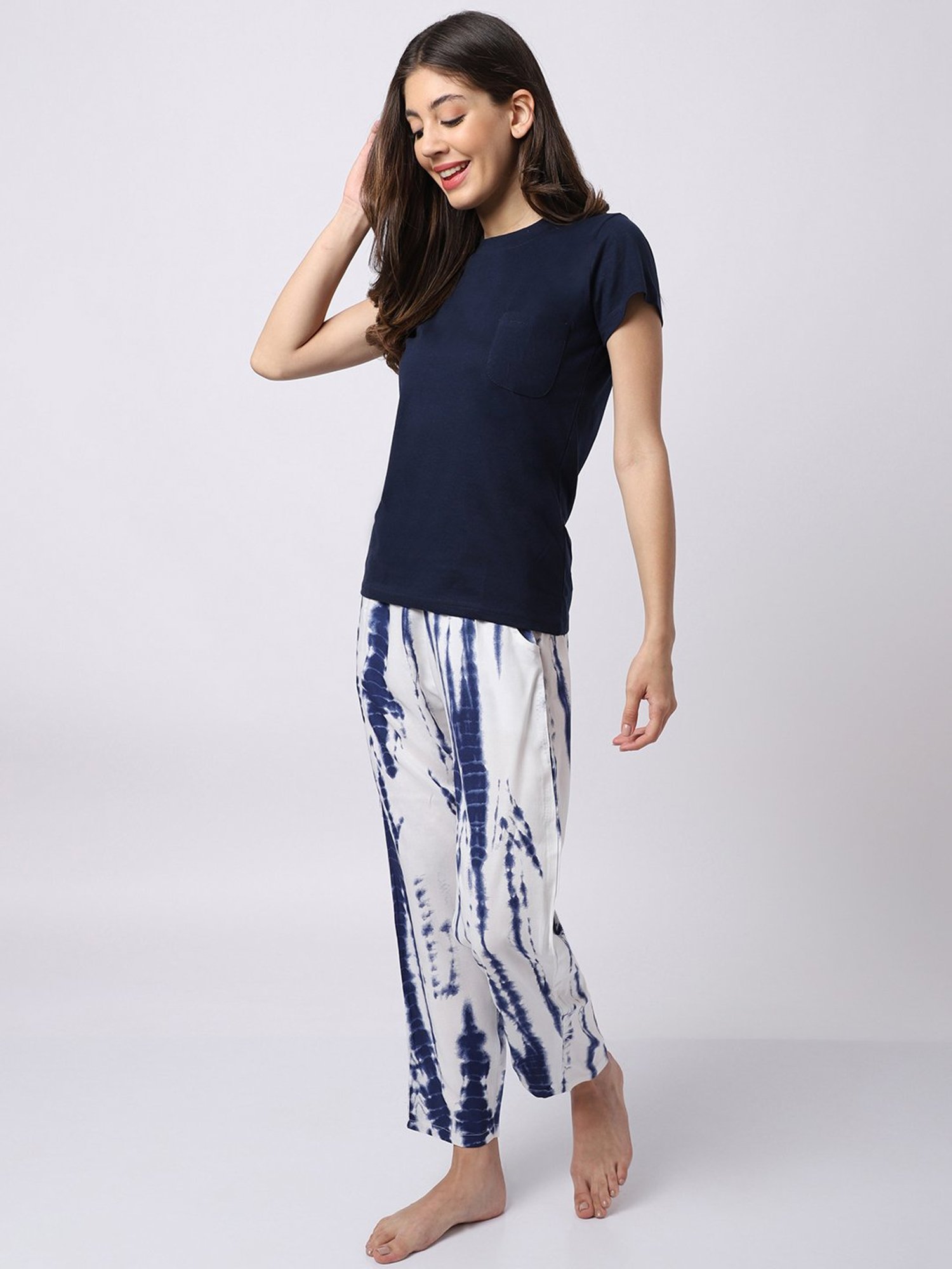 Boston Club Navy Printed T-Shirt With Pyjamas