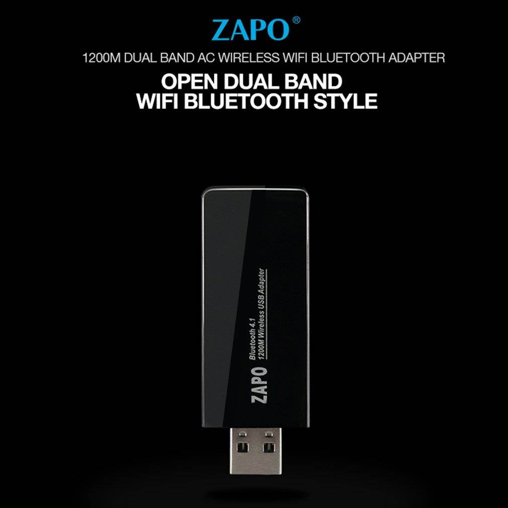 ZAPO W97B 1200M WIFI Anti-interference 2.4GHz & 5.8GHz Intelligence Dual Band AC Wireless Network Adapter with Bluetooth 4.1