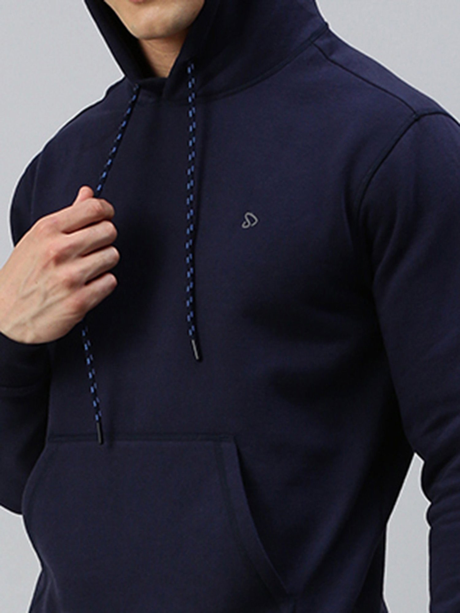 Sporto Navy Regular Fit Hooded Sweatshirt and Joggers Set