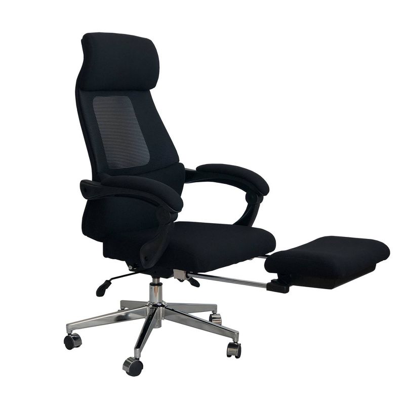 Position Lock Ergonomic Swivel Office Chair with Fabric Seat and Retractable Footrest Black - The Urban Port