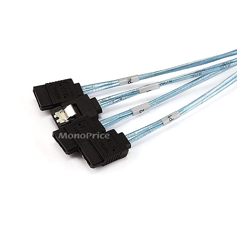 075m 30AWG Internal Mini SAS 36Pin Male with Latch to 7Pin Female Forward Breakout Cable Black 108187