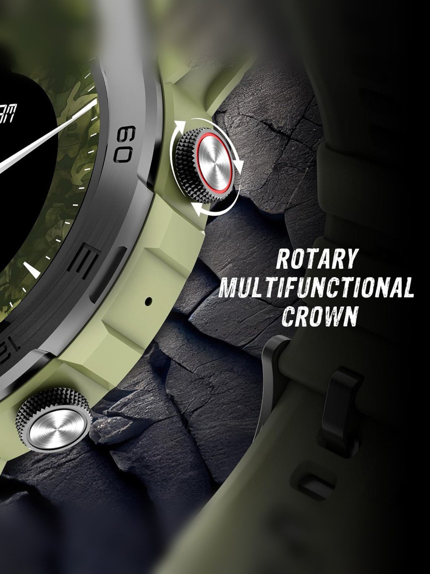 beatXP Duke Rugged BT Calling Smartwatch with 1.43 inch Round Super AMOLED Display (Army Green)