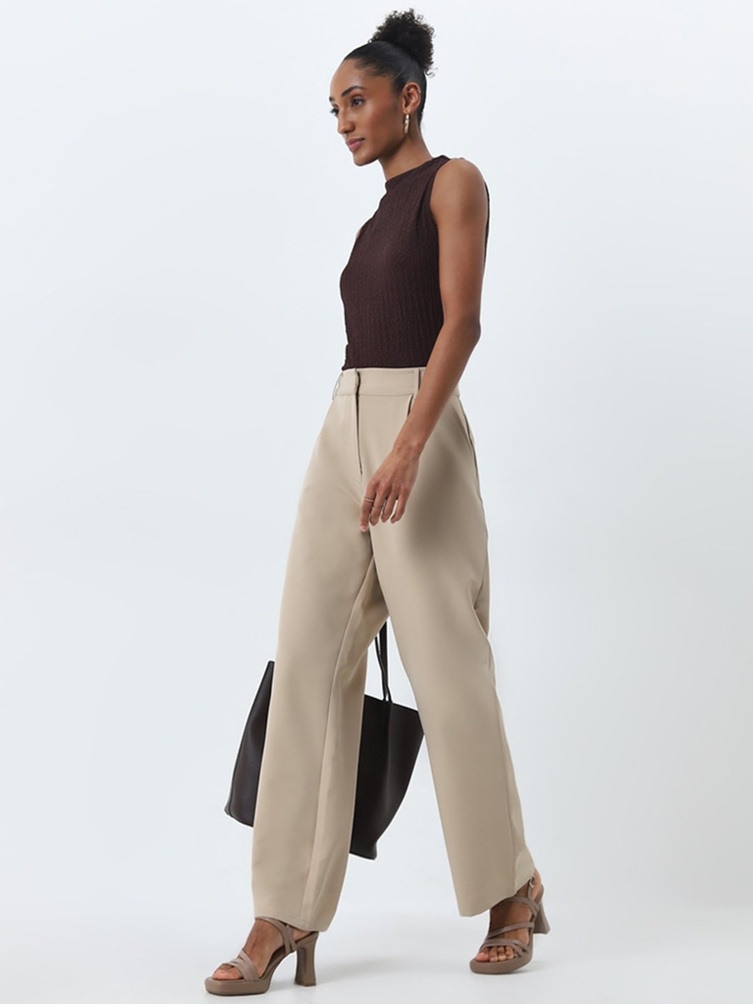 Wardrobe by Westside Dark Brown Self-Textured Top