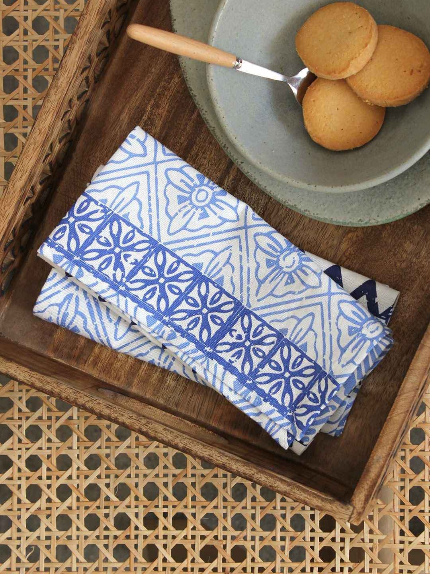 House This Alankaar Blue Cotton Napkins - Set of 2