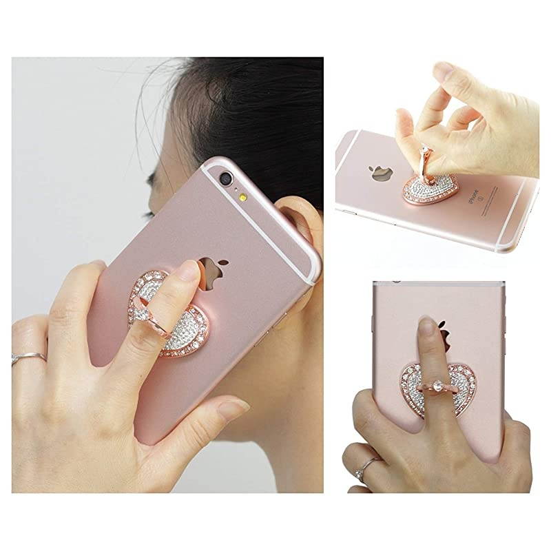 Phone Ring Holder,360&deg; Rotation Diamond Metal Finger Ring Grip for iPhone iPod iPad Samsung Galaxy and Other Smartphones (Rosegold)