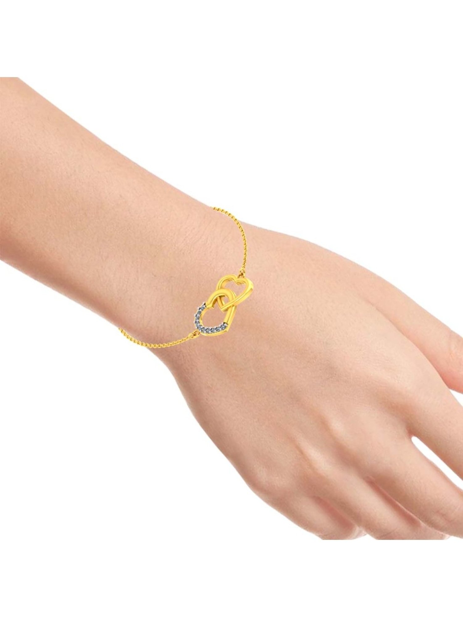 P.C Chandra Jewellers Elegant 18k Yellow Gold and Diamond Heart Loop Bracelet