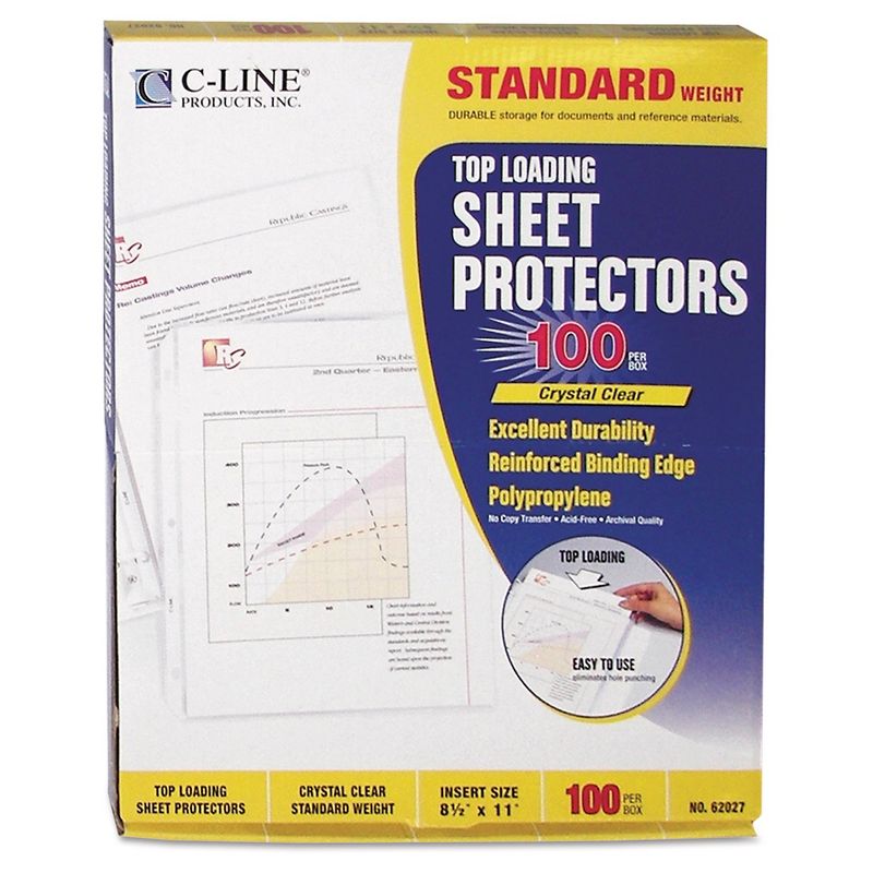 School Smart Polypropylene Heavyweight Reinforced Sheet Protector, Top Loading, Clear, pk of 100