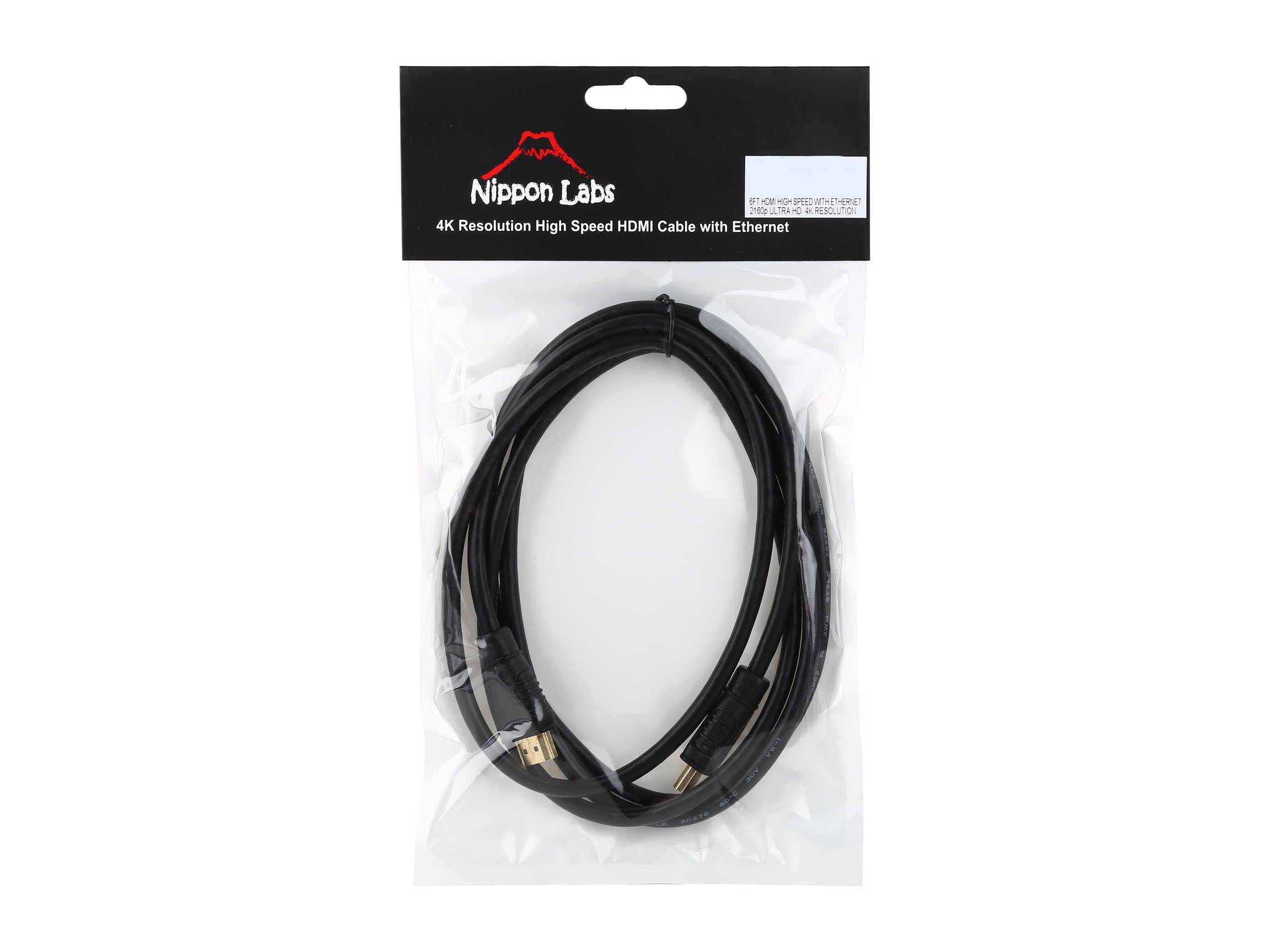 Nippon Labs HDMI-4K-6 6 ft. HDMI 2.0 Male to Male Cable Supporting 4K and 3D with Ethernet Channel