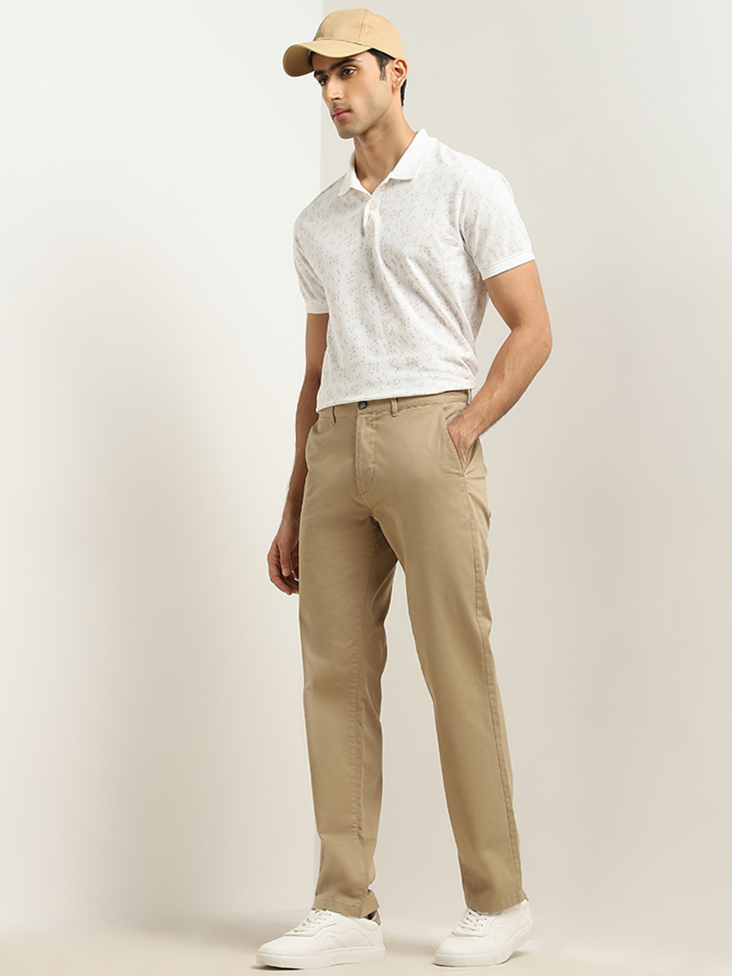 WES Casuals by Westside White Printed Relaxed-Fit Polo T-Shirt