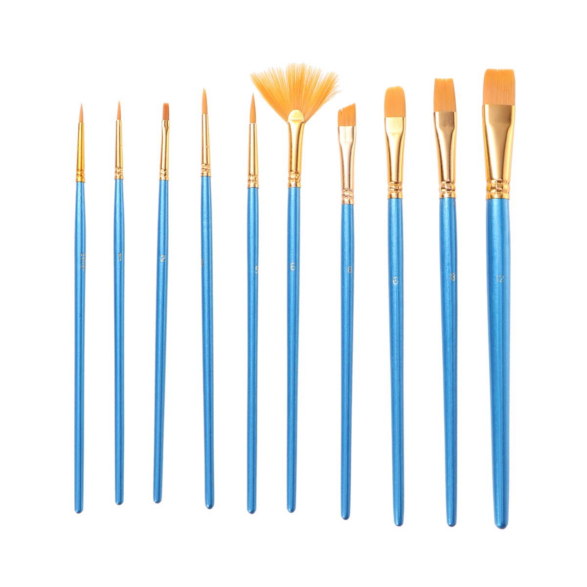 10pcs Paint Brushes Art Set for Acrylic/Oil/Watercolor Painting Nylon Wool Blue Bar