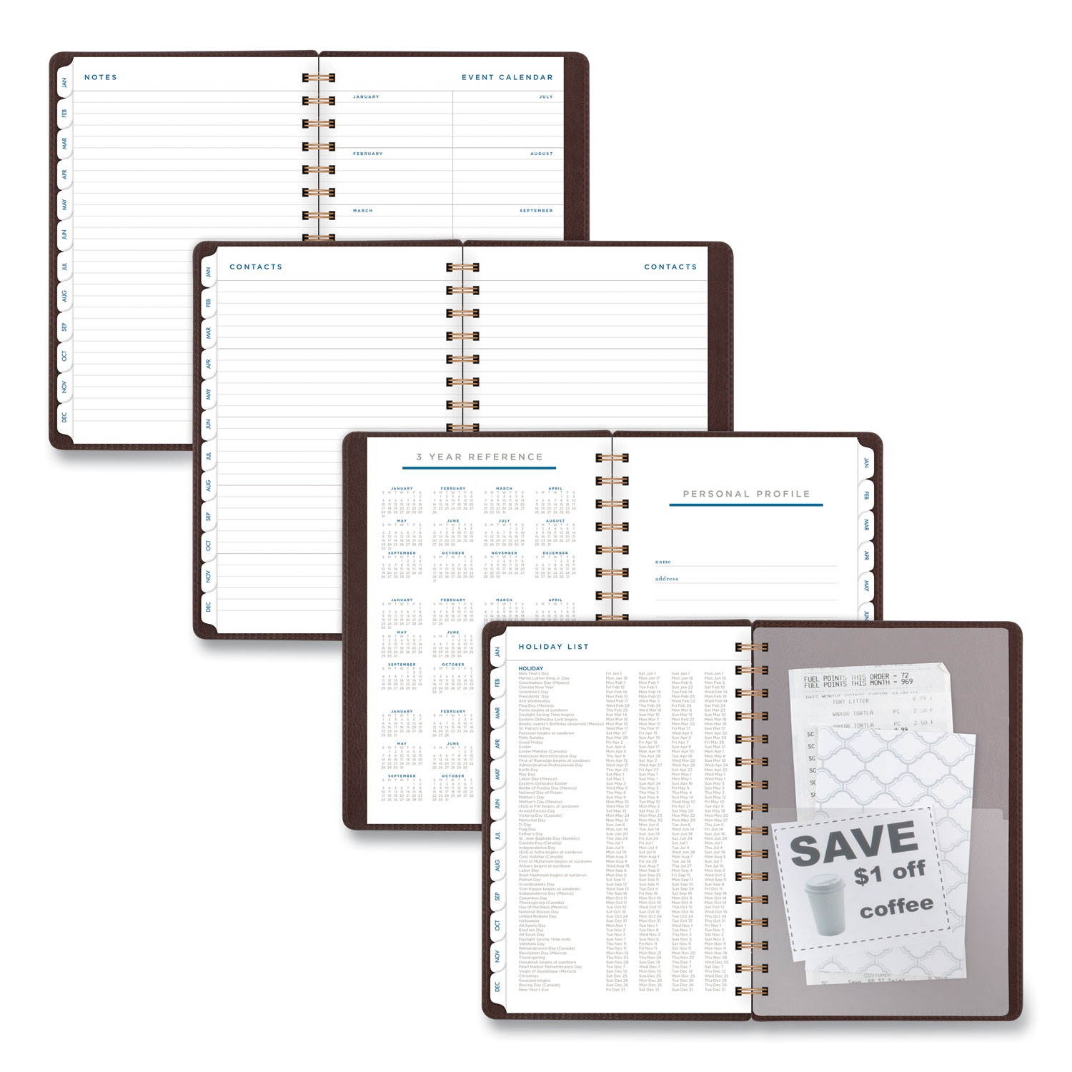 AT-A-GLANCE Distressed Brown Weekly Monthly Planner 8.5 x 5.5 2021-2022 YP20009