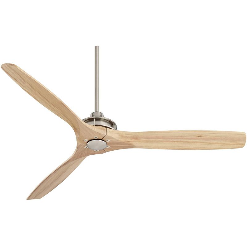 52" Casa Vieja Modern Rustic 3 Blade Ceiling Fan with Remote Brushed Nickel Natural Wood House Bedroom Living Room Home Kitchen