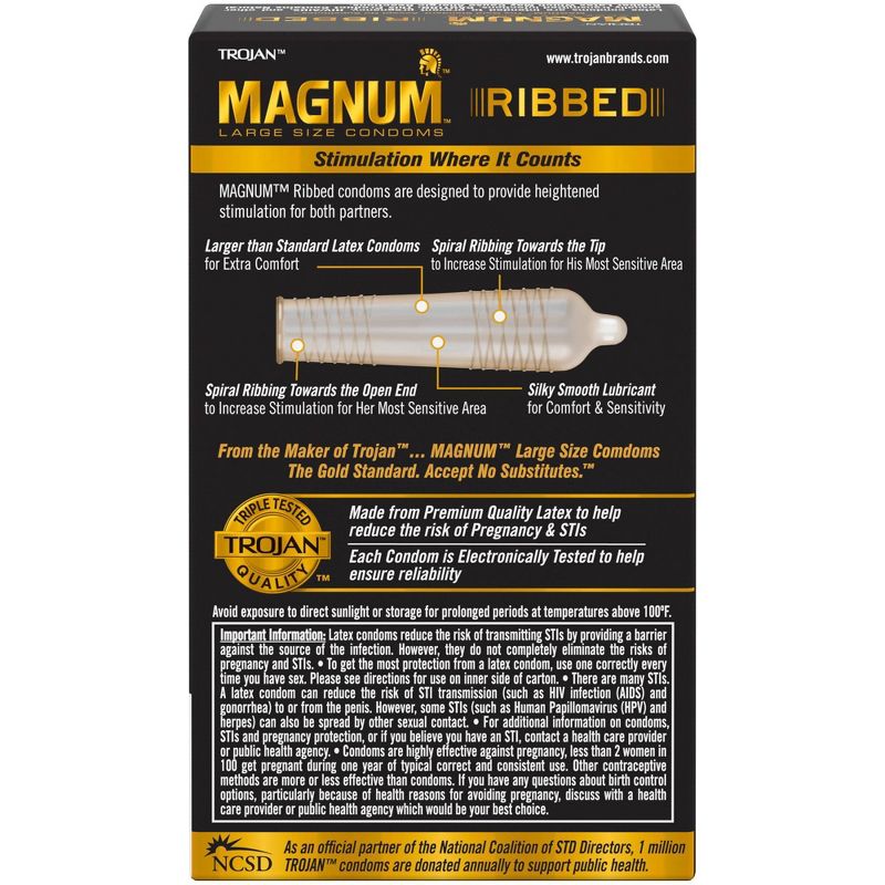 Trojan Magnum Ribbed Lubricated Condoms - 12ct