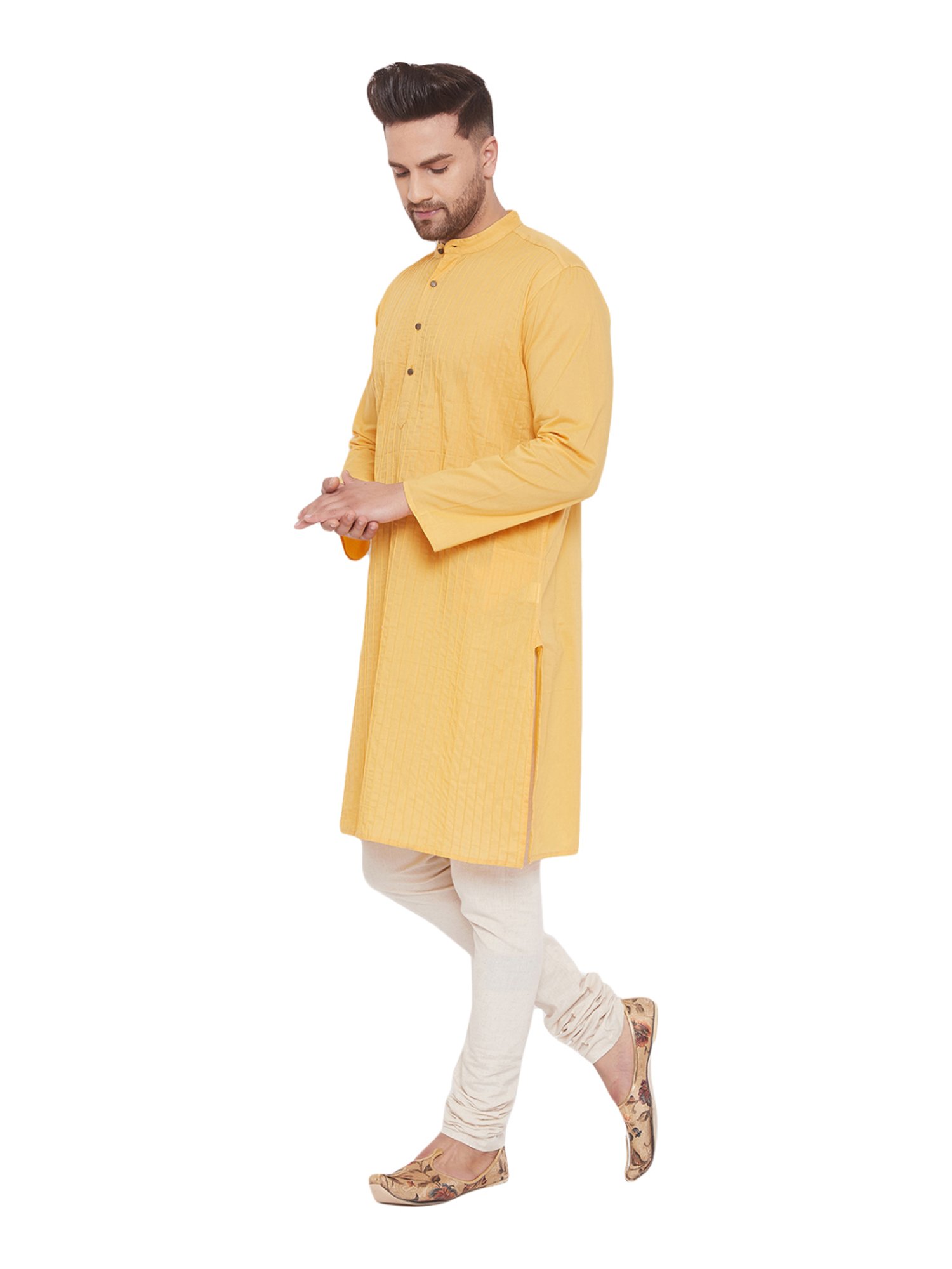 Even Yellow Cotton Regular Fit Kurta