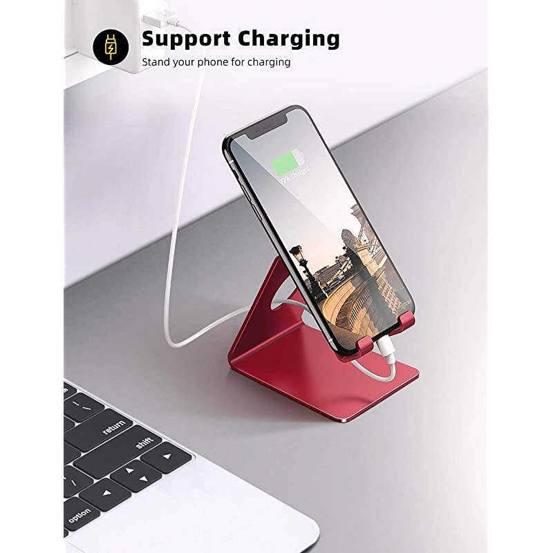 Cell Phone Stand Phone Dock Cradle Holder Stand Compatible with Switch All Android Smartphone Phone 6 6s 7 8 X Plus 5 5s 5c XS Max XR 11 Pro Charging Accessories Desk Red