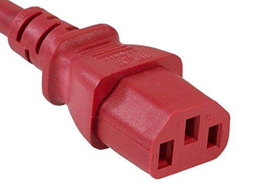AYA 6Ft. (6 Feet) 18AWG Red Power Cord NEMA-15P C13 10A Cable 3 Conductor 125V UL